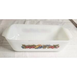 Vintage Anchor Hocking Fire King Casserole Dish Nature's Bounty 1 Qt. Rectangle